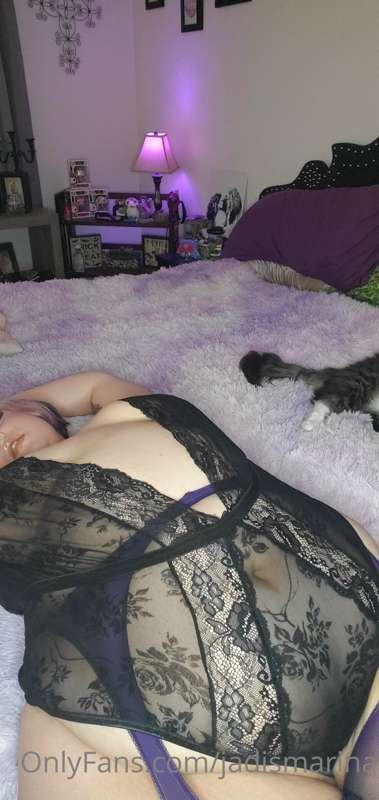 Me being sexy. My cat being a little photo bomber. lol