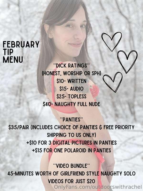 **FEBRUARY TIP MENU**
Please allow 24 hours to respond to ti..