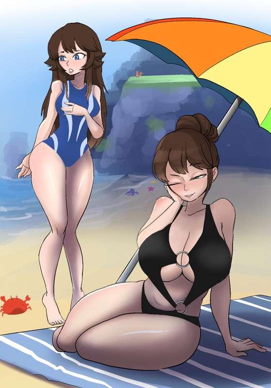 Vivi and mom beach day