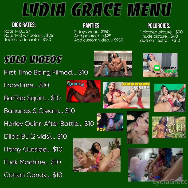 Menu & premade solo video list... message me to see partner ..