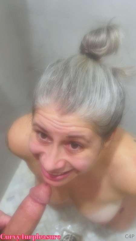 Steamy shower BJ, I drain him super quick. 