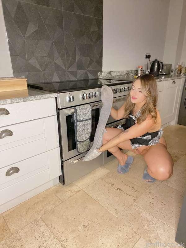 Just getting a pie out of the oven 
