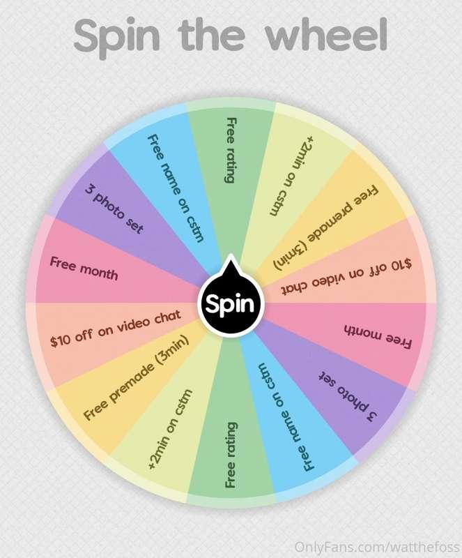 Here's our wheel! 
That'll be $5 a spin or $7 for two spins...