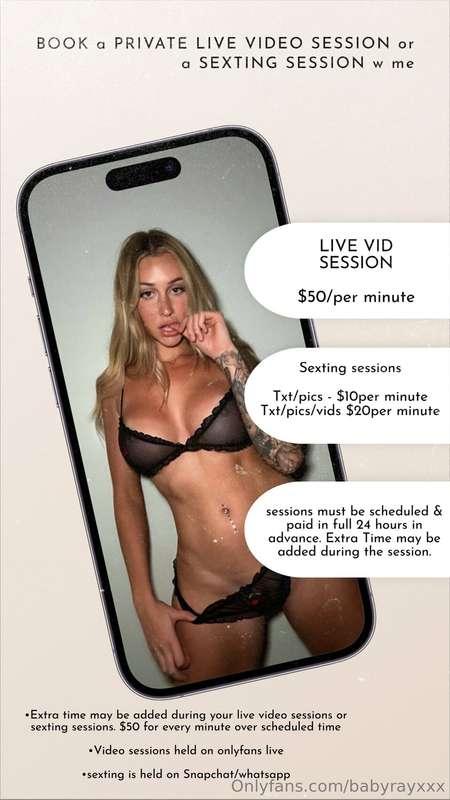 Dm me to book a private LIVE video session or a sexting sess..