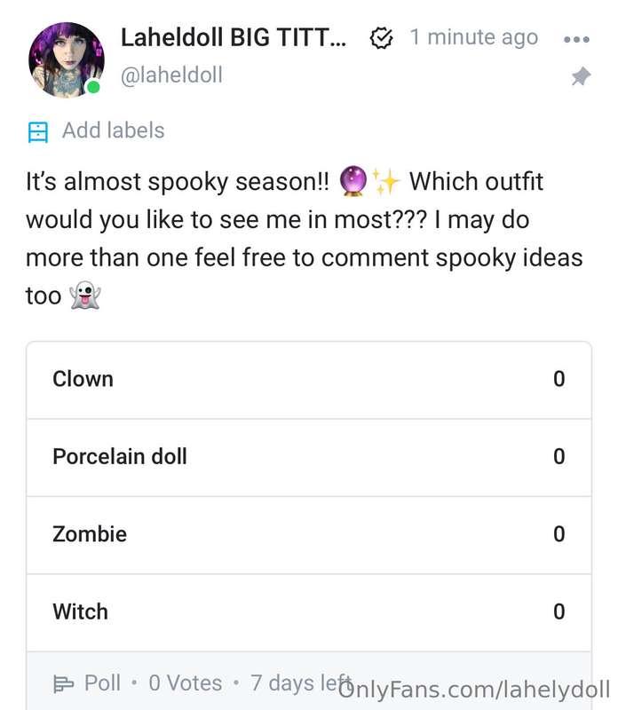 Go vote for what Halloween outfit you’d like see me on the m..