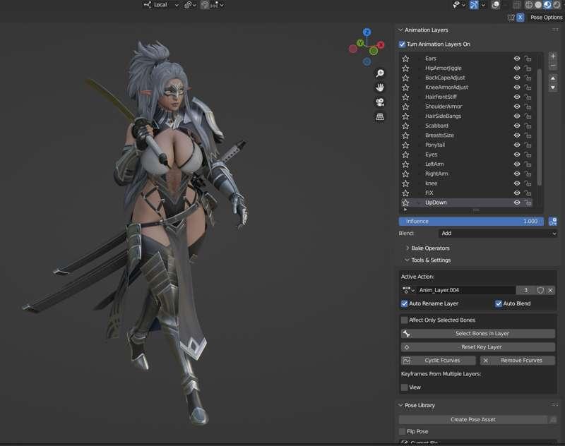 Blender File (and Cascadeur) - Dark Elf Blader Walk Cycles