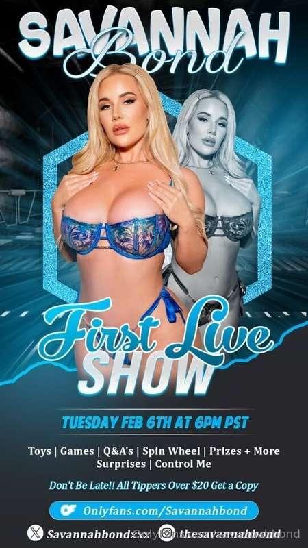 MY FIRST LIVE SHOW EVER TUESDAY 6PM PST EVERYONE IS INVITED ..