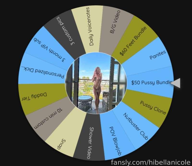 First ever spin the wheel!!

Spin now and get my latest summer deals the

1 spin - $10
2 spins - $15
3 spins - $20
4 spins - $25

Spin as much as you want! 🥰

Tip here &amp; I will send you your winning spins as soon as I can!