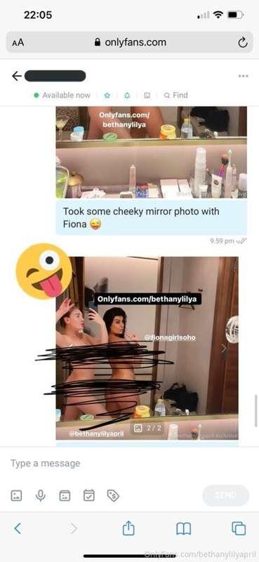 Sent in the messages on @bethanylilya