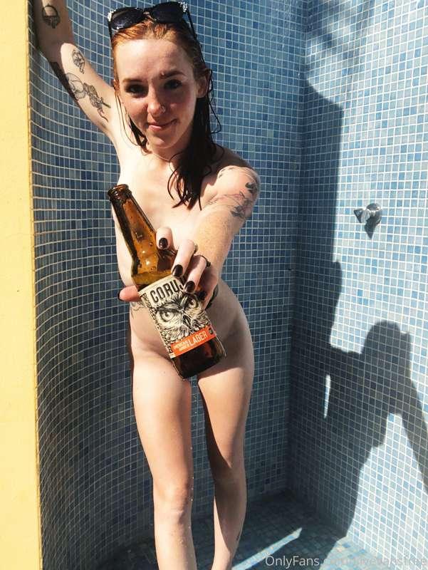 Cheers! Unlock for 10 uncovered shower beer pics!