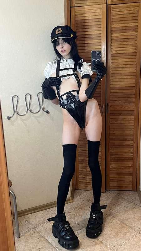 What do you think of my full-length image? Would you surrender to a cop like that?:33
#fyp #cute #cosplay #smalltits #small #teen #skinny #young #18 #goth #egirl #anime #petite