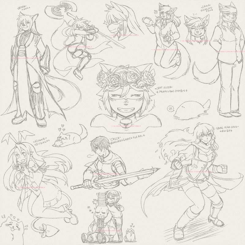 Wall of sketches - Neil/Fox/Requests/Grimmstale