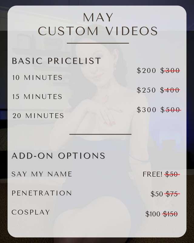 Custom video orders for May are now open - and they're on sa..
