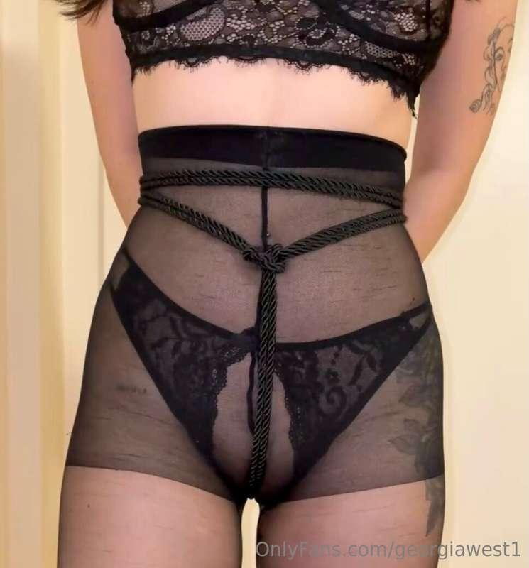 my first attempt at tying a crotchrope 🖤 how did I do?