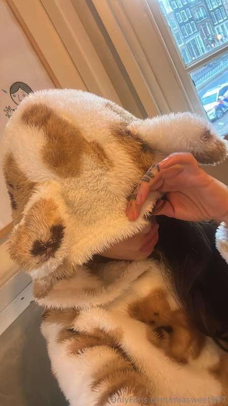 Nice breakfast with my teddy bear pijamas.. I’m full and I o..