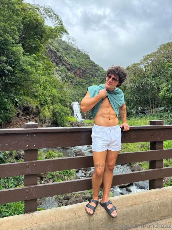 Like this if you get as wet as the waterfall behind me to my..