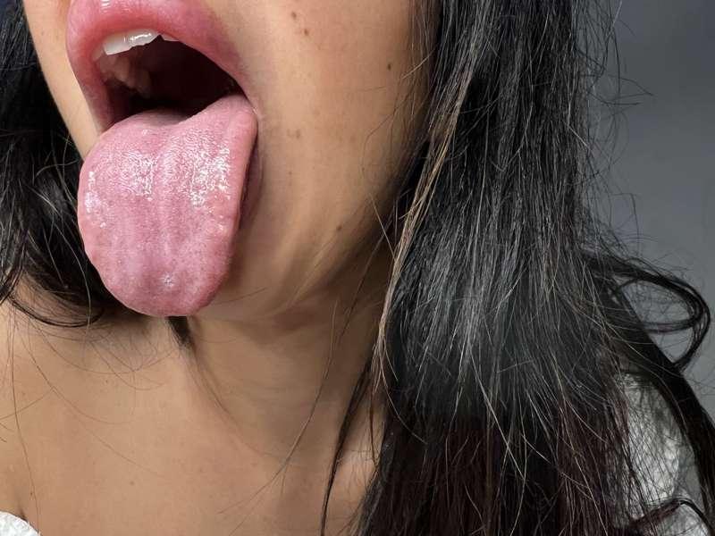 I give you a warm welcome with my tongue!
