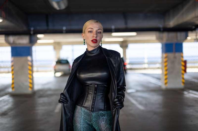 Leather outfit with a animal print