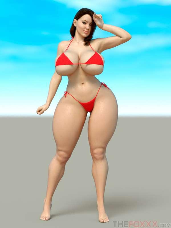 Karol Cumwell red bikini (Extra turntable)