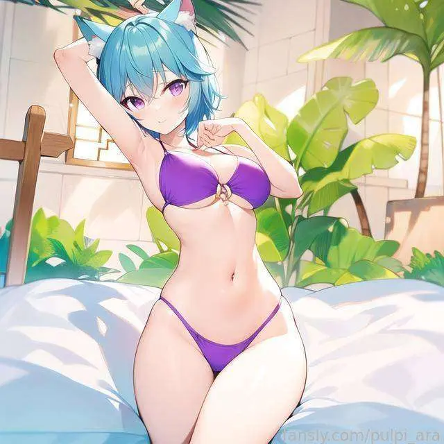 Extrañando el verano ✨
Que gustito me daría estar en la playa ahora mismo ♥

【Free image】
#hentai  #vtuber #animegirl #lewd #fyp #body #pulpi_ara #bikini #beach