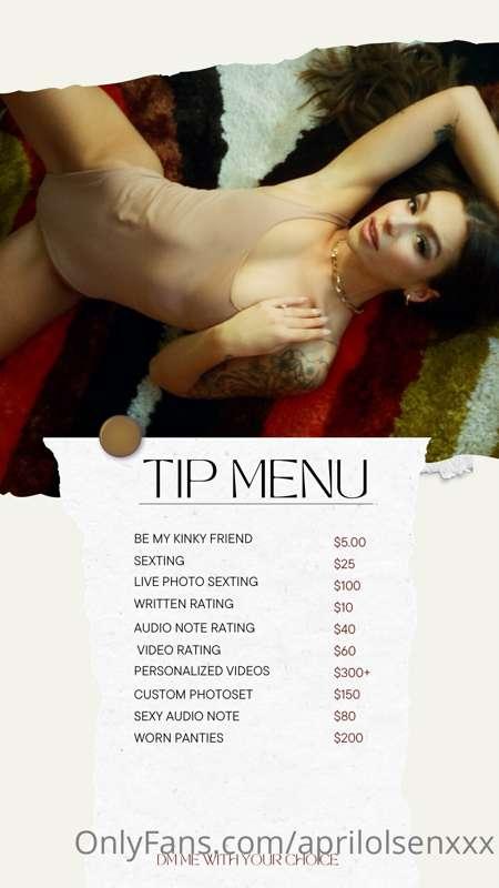 Updated tip menu 💕✨ let me know if you see something you mig..