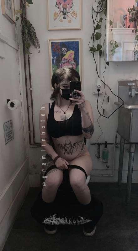 Bathroom pics while getting a tattoo done!🤫