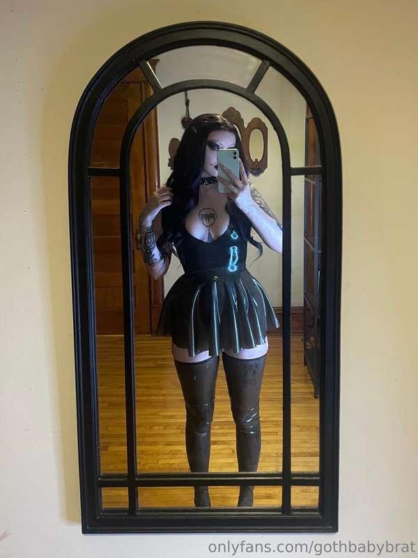 so cute in this latex, but swipe to see how it ripped lol 