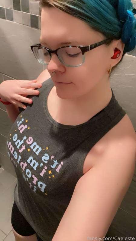 Gym selfies #workout #lactation #lactating #hugetits 