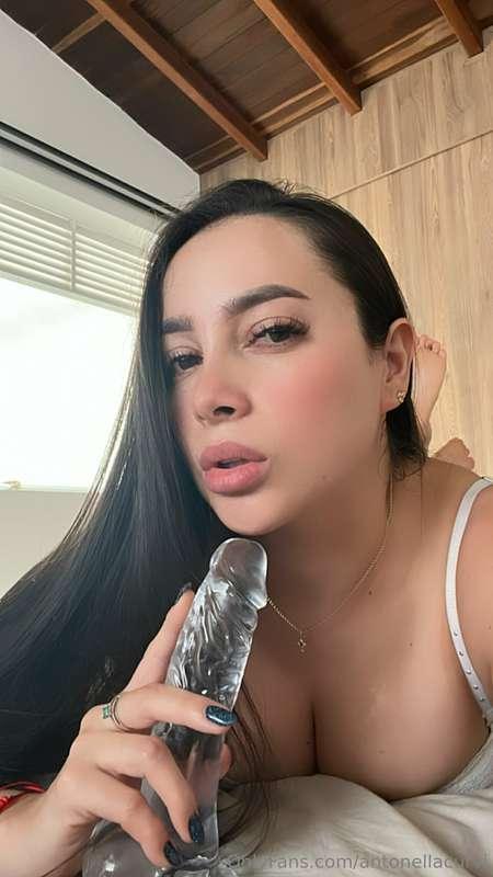 What do you prefer, playing with my dildo or with my hands? ..