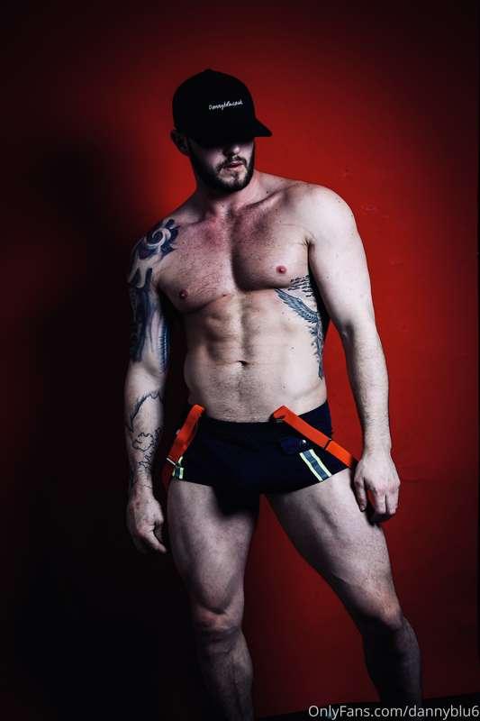 Sexy fireman modelling merchandise 😂❤️