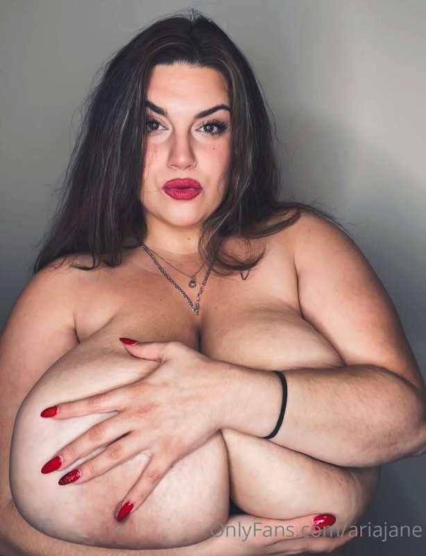 Sometimes I just love holding my huge tits.. they are so com..