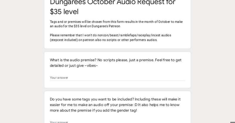 October $35 level request form