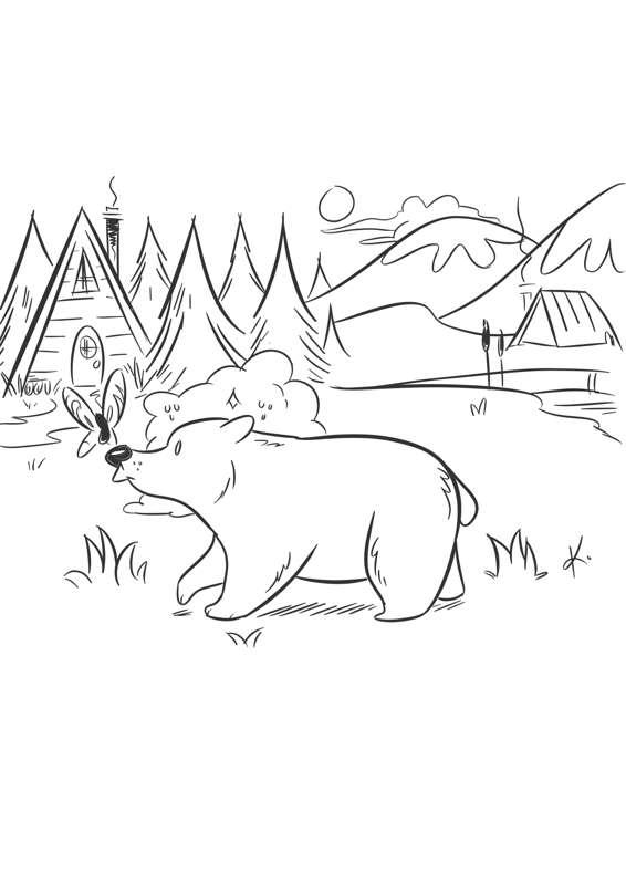 Winter Bear Coloring Sheet