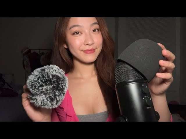 ASMR My Patron Names with Different Mic Covers 🎙️ Mic Brushing, Mouth Sounds, Bug Search 👀 + More