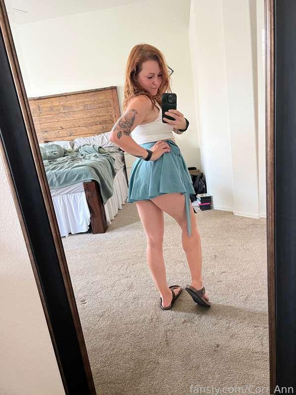 I was feeling super cute in my new skirt! My summer date look 🥰 Do you like it? 🥰💚

#fyp #redhead #booty #tattoos