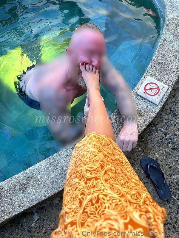 my Slaveboy kissing my feet at the spa while the staff were ..