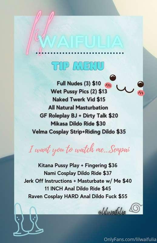Updated my TIP Menu!!! ...I want to play~ 😜💕👇🏼 It’s not alll..