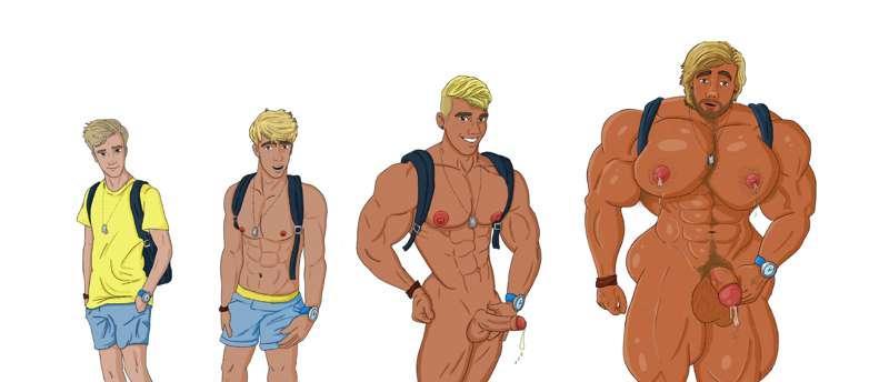 Extended Musclegrowth Sequence: Beach boy to Beach bum