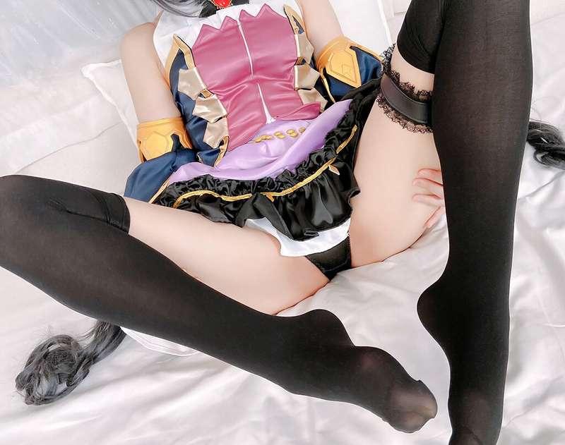 I removed his pants with my foot. 
I was happy that I was ab..