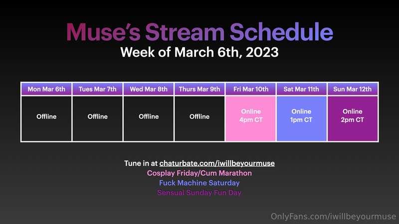 Here's this week's schedule! See you all for cosplay Friday!..