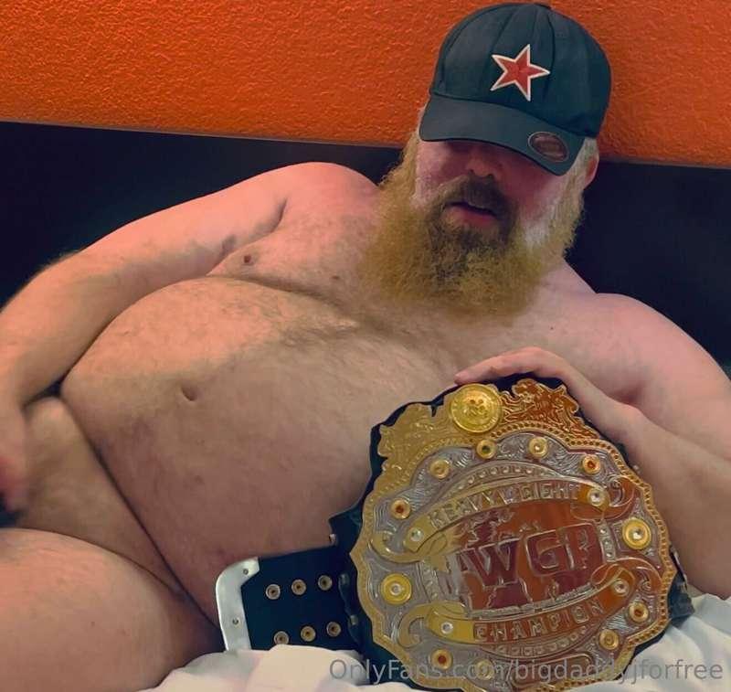 The MDWA (Muscle Daddy Wrestling Alliance) Champion is worke..
