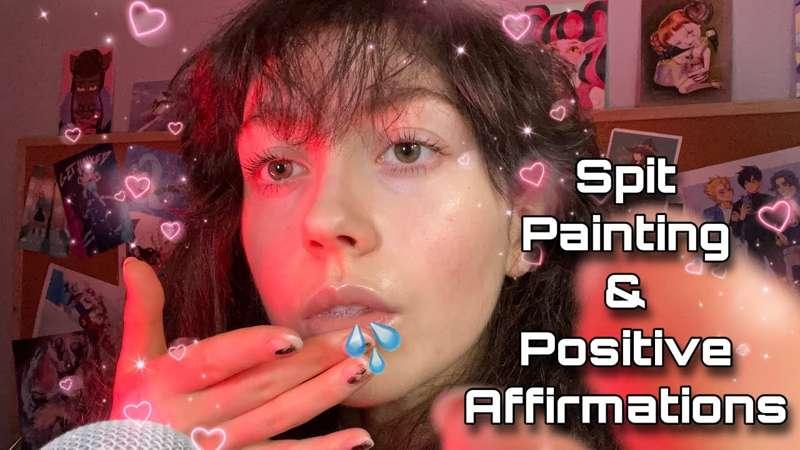 ASMR Spitty Spit Painting You & Positive Affirmations 🎀💓 (kisses, face touching)