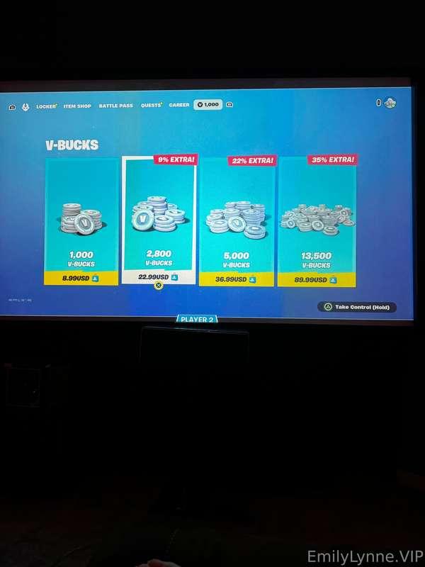 can u buy me and my nephew some v bucks🥰