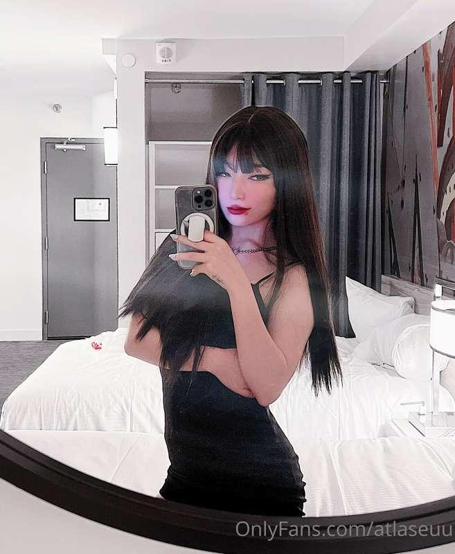 Black dress with the tights underneath...finish these lyrics..