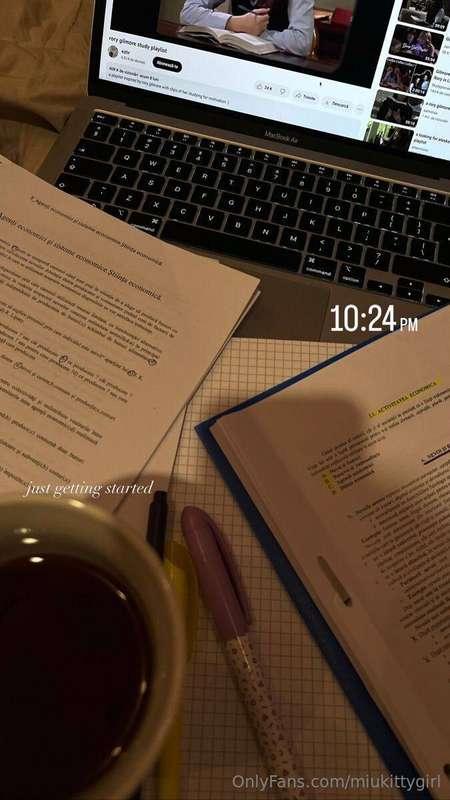 I sat up all night, preparing for the exam with my favorite ..
