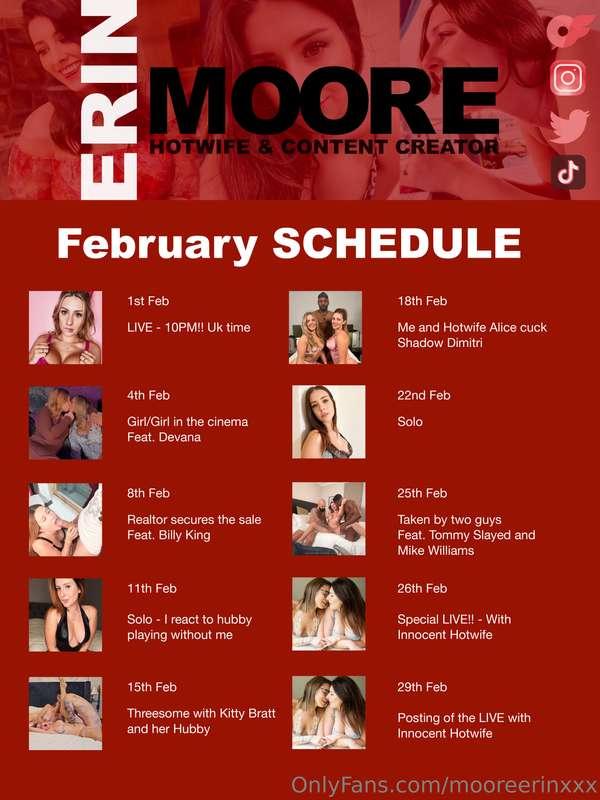 February Schedule!! - If any of you want any of these videos..