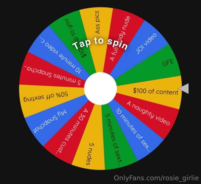 Spin the wheel!! 

**Win any of these prizes!**
***$5 per sp..