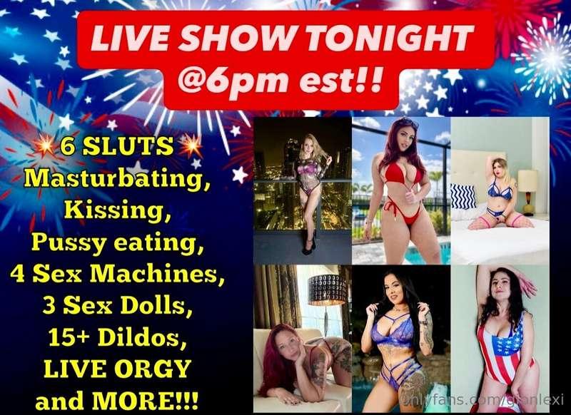 💥LIVE SHOW TONIGHT 6pm💥6 SLUTS getting naked, Masturbating, ..
