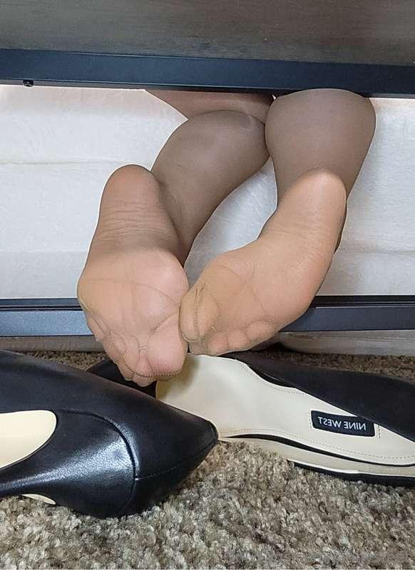Naughty foot perv trying to sneak a sniff of my sweaty stink..