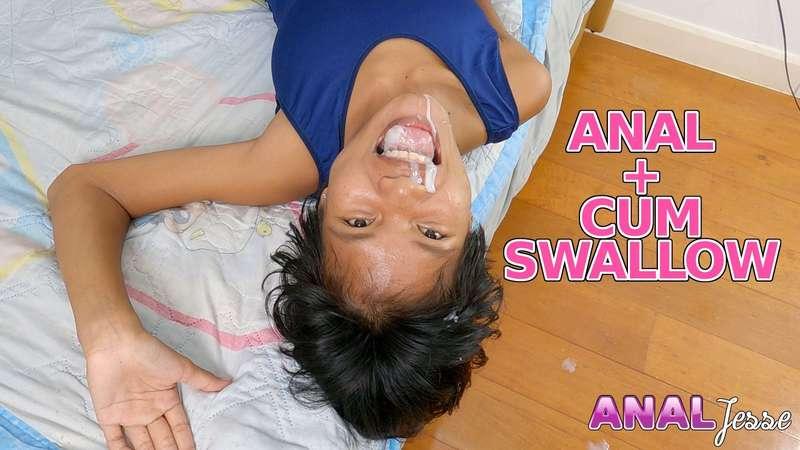 Anal and Cum Swallowing Facial Quickie
Time: 8:52

BJ with some deep throat.  Me lying on my back with my head hanging off the edge of the bed so he can fuck my mouth. Missionary anal. Doggy anal at the edge of the bed with him fucking me harder and harder with full deep strokes until... I spin around quickly for an ass to facial with most of the cum going in my mouth, but some in my nose and hair.  I play with the huge load before swallowing and waving goodbye.